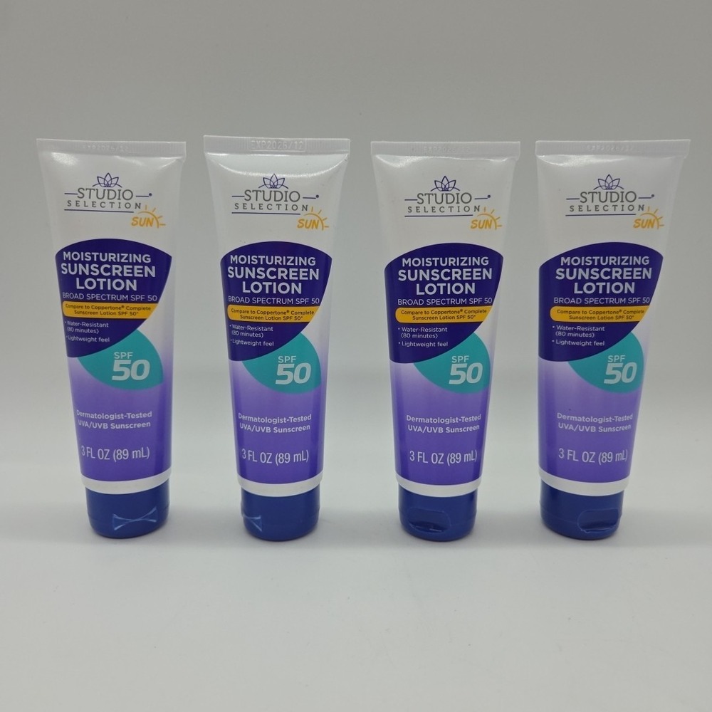 NEW Lot of 4 Studio Selection SPF 50 Moisturizing Sunscreen Lotion 3oz Each